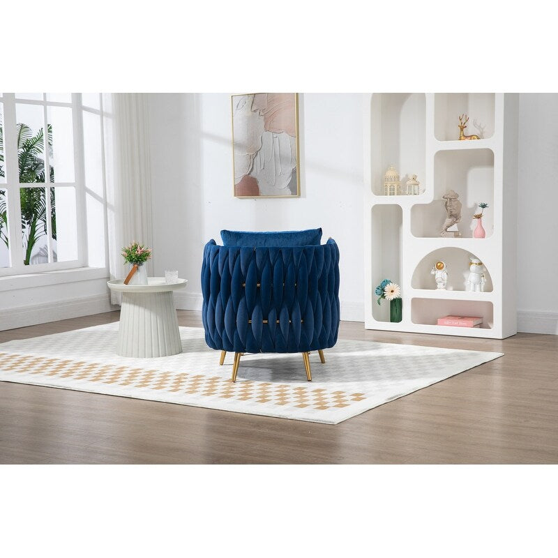 Modern Accent Chair with Storage Ottoman, Velvet Tufted Barrel Arm Chair, Single Sofa, Lounge Reading Chair, Accent Chair