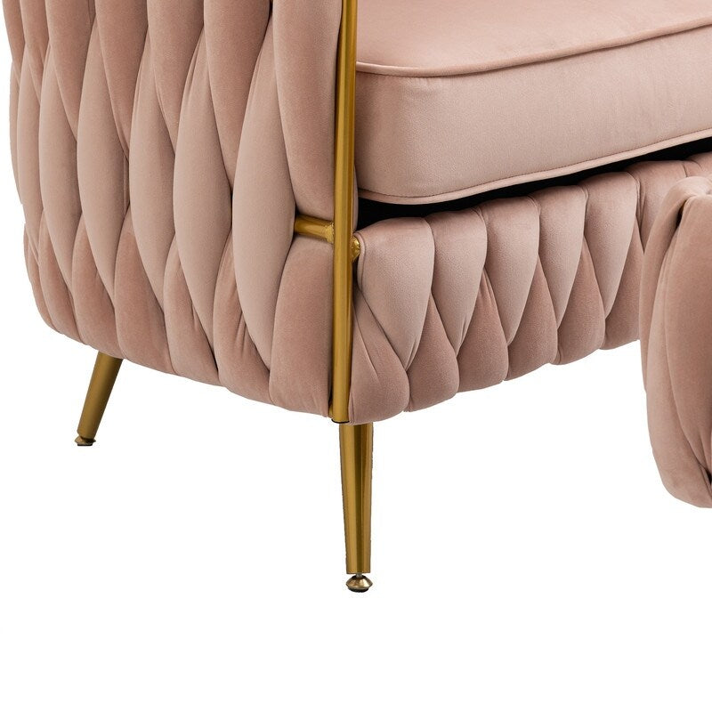 Modern Accent Chair with Storage Ottoman, Velvet Tufted Barrel Arm Chair, Single Sofa, Lounge Reading Chair, Accent Chair