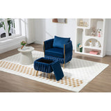 Modern Accent Chair with Storage Ottoman, Velvet Tufted Barrel Arm Chair, Single Sofa, Lounge Reading Chair, Accent Chair