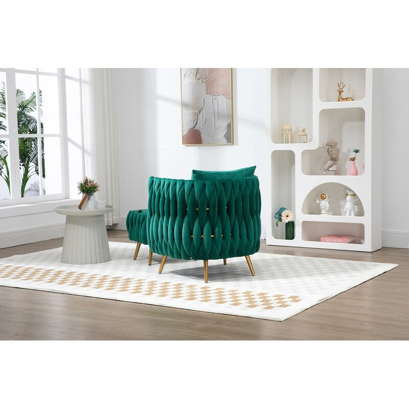 Modern Accent Chair with Storage Ottoman, Velvet Tufted Barrel Arm Chair, Single Sofa, Lounge Reading Chair, Accent Chair