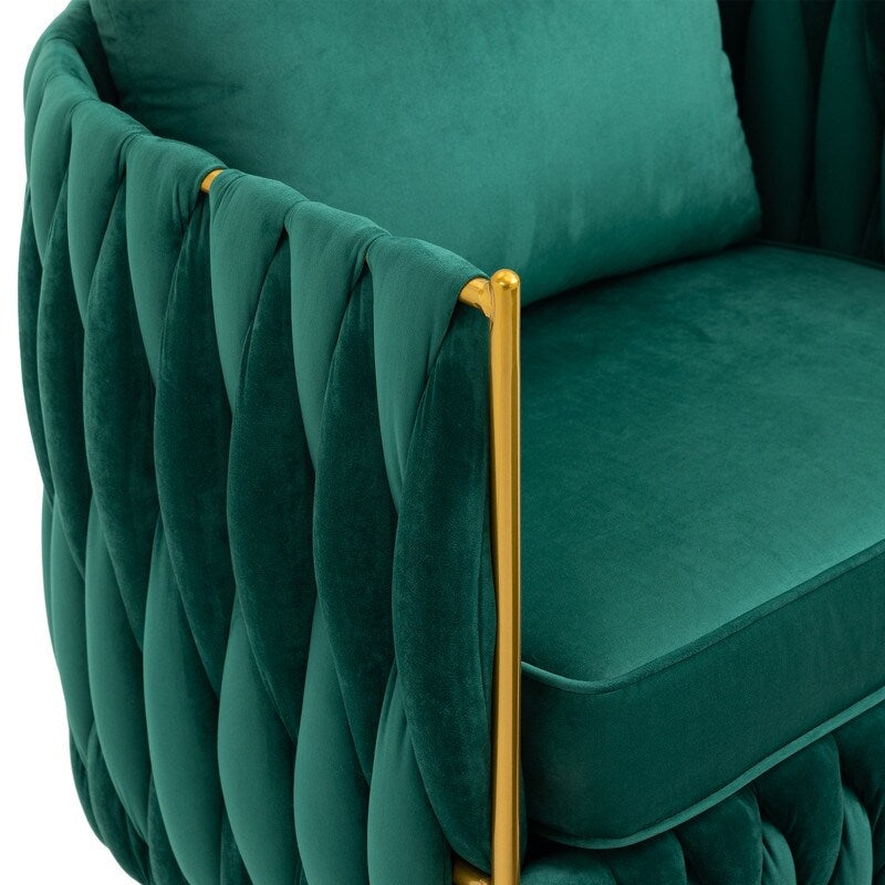 Modern Accent Chair with Storage Ottoman, Velvet Tufted Barrel Arm Chair, Single Sofa, Lounge Reading Chair, Accent Chair