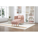 Modern Accent Chair with Storage Ottoman, Velvet Tufted Barrel Arm Chair, Single Sofa, Lounge Reading Chair, Accent Chair