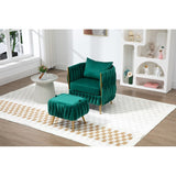 Modern Accent Chair with Storage Ottoman, Velvet Tufted Barrel Arm Chair, Single Sofa, Lounge Reading Chair, Accent Chair