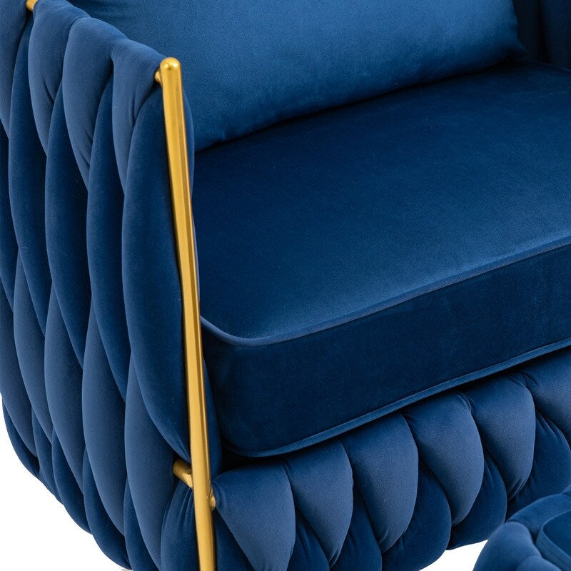 Modern Accent Chair with Storage Ottoman, Velvet Tufted Barrel Arm Chair, Single Sofa, Lounge Reading Chair, Accent Chair