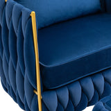 Modern Accent Chair with Storage Ottoman, Velvet Tufted Barrel Arm Chair, Single Sofa, Lounge Reading Chair, Accent Chair
