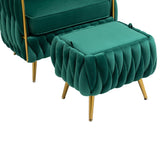Modern Accent Chair with Storage Ottoman, Velvet Tufted Barrel Arm Chair, Single Sofa, Lounge Reading Chair, Accent Chair