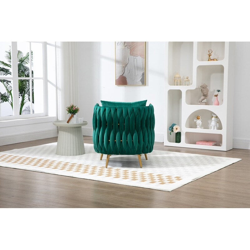 Modern Accent Chair with Storage Ottoman, Velvet Tufted Barrel Arm Chair, Single Sofa, Lounge Reading Chair, Accent Chair