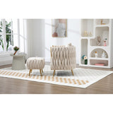 Modern Accent Chair with Storage Ottoman, Velvet Tufted Barrel Arm Chair, Single Sofa, Lounge Reading Chair, Accent Chair