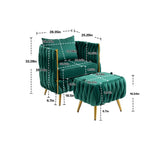 Modern Accent Chair with Storage Ottoman, Velvet Tufted Barrel Arm Chair, Single Sofa, Lounge Reading Chair, Accent Chair