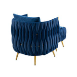 Modern Accent Chair with Storage Ottoman, Velvet Tufted Barrel Arm Chair, Single Sofa, Lounge Reading Chair, Accent Chair