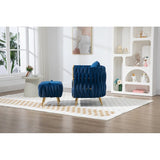 Modern Accent Chair with Storage Ottoman, Velvet Tufted Barrel Arm Chair, Single Sofa, Lounge Reading Chair, Accent Chair