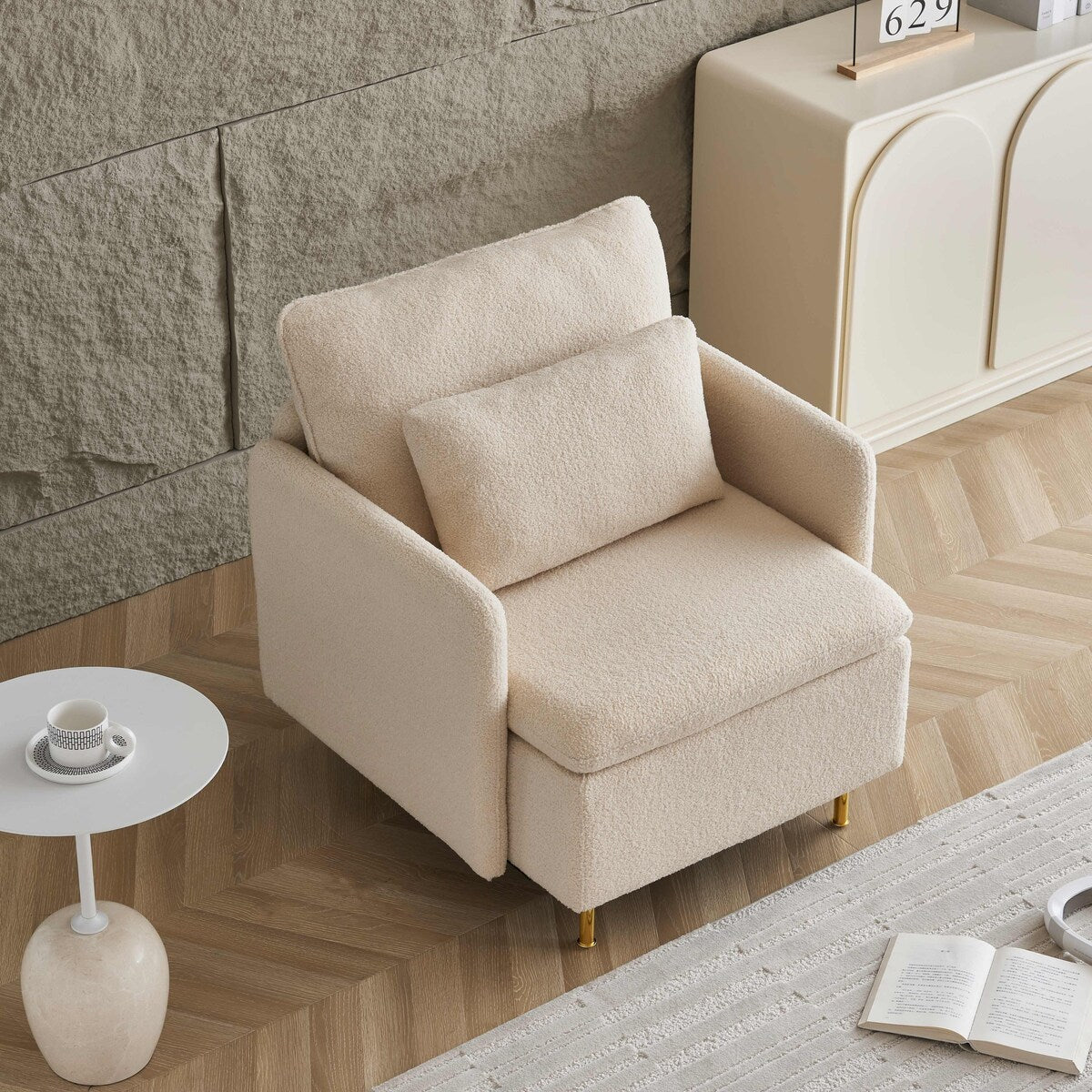 Modern Accent Chair,Sherpa Upholstered Cozy Comfy Armchair,Furry Reading Chair with Slim Armrest,Fuzzy Single Club Sofa Chairs
