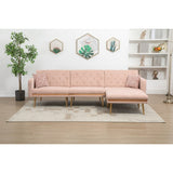 Modern Accent Sectional Sleeper Sofa with Split Back and Metal Legs