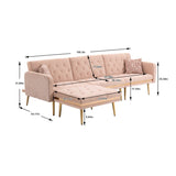 Modern Accent Sectional Sleeper Sofa with Split Back and Metal Legs