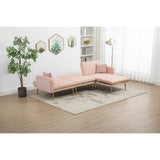 Modern Accent Sectional Sleeper Sofa with Split Back and Metal Legs