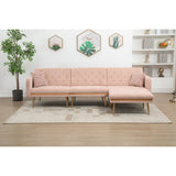 Modern Accent Sectional Sleeper Sofa with Split Back and Metal Legs