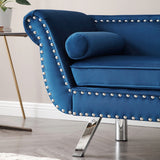 Modern Accent Sofa Velvet Upholstered Loveseat Settee Nailhead Trimming Curved Backrest Rolled Arms Couch with Removable Cushion