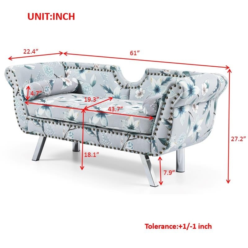 Modern Accent Sofa Velvet Upholstered Loveseat Settee Nailhead Trimming Curved Backrest Rolled Arms Couch with Removable Cushion