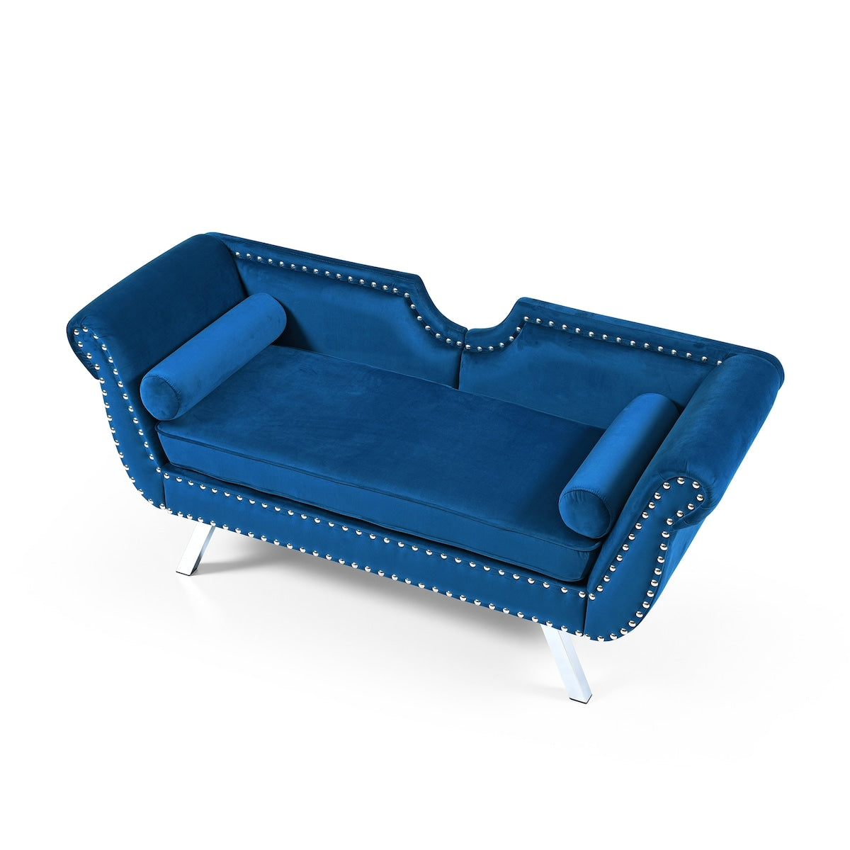Modern Accent Sofa Velvet Upholstered Loveseat Settee Nailhead Trimming Curved Backrest Rolled Arms Couch with Removable Cushion