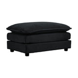 Modern Accent Sofa with Ottoman, Living Room Club Chair Chenille Upholstered Armchair,Reading Chair for Bedroom,Black Chenille