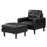 Modern Air Leather and PVC Chair and Ottoman for Living Room Hotel,Black
