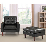 Modern Air Leather and PVC Chair and Ottoman for Living Room Hotel,Black