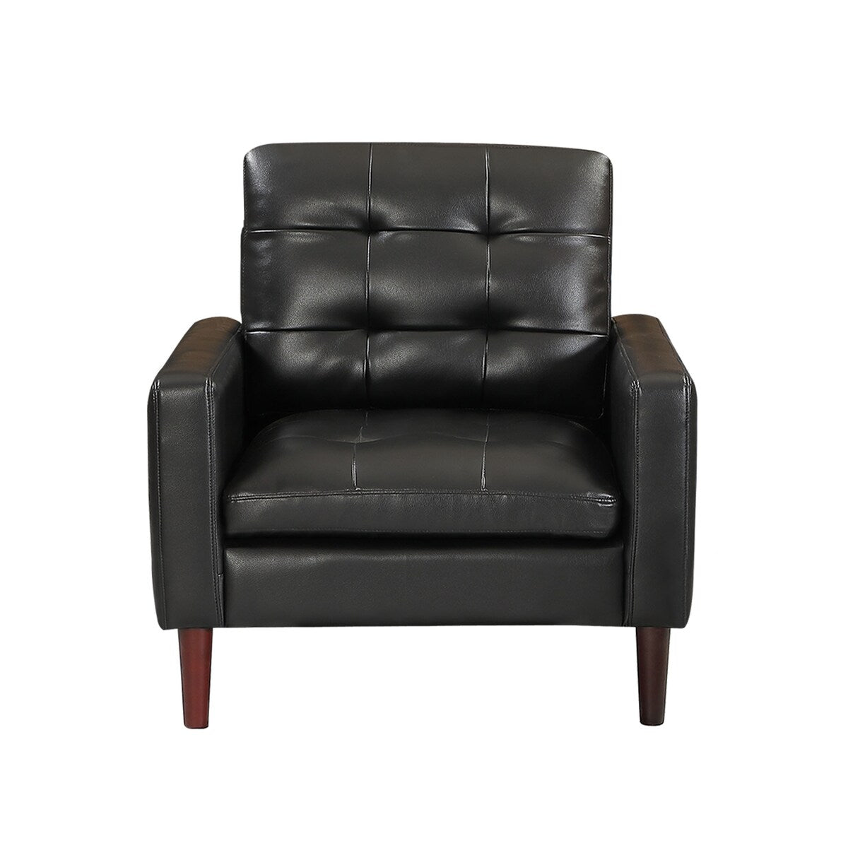 Modern Air Leather and PVC Chair and Ottoman for Living Room Hotel,Black