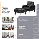 Modern Air Leather and PVC Chair and Ottoman for Living Room Hotel,Black