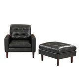 Modern Air Leather and PVC Chair and Ottoman for Living Room Hotel,Black