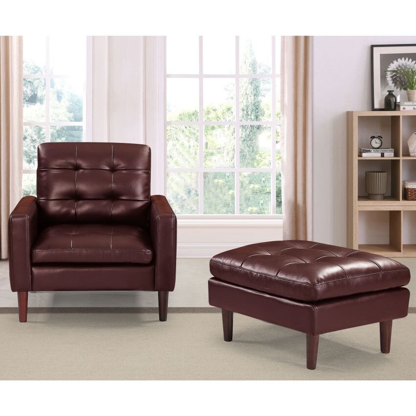 Modern Air Leather and PU Chair and Ottoman for Living Room