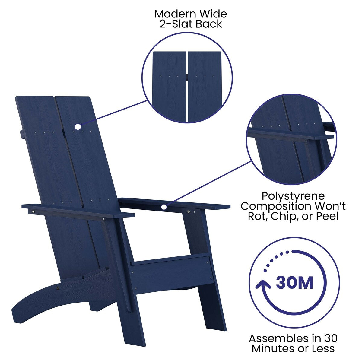 Modern All-Weather Poly Resin Wood Adirondack Chair