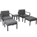 Modern Aluminum Alloy Outdoor Sofa Set with Grey Cushions and Coffee Table
