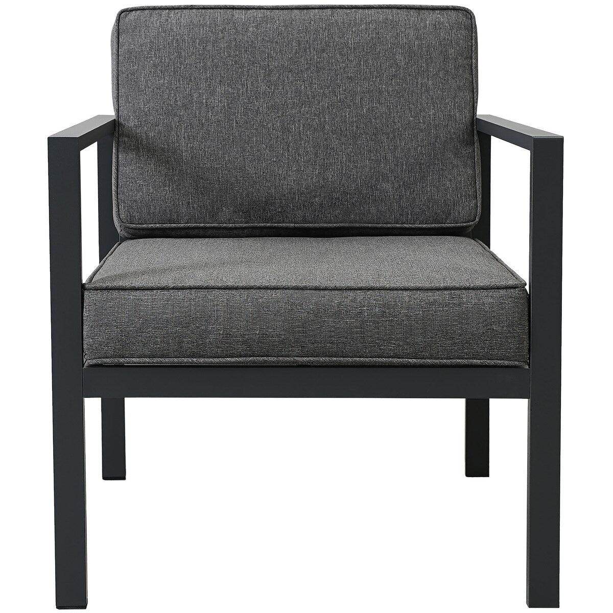 Modern Aluminum Alloy Outdoor Sofa Set with Grey Cushions and Coffee Table
