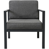 Modern Aluminum Alloy Outdoor Sofa Set with Grey Cushions and Coffee Table
