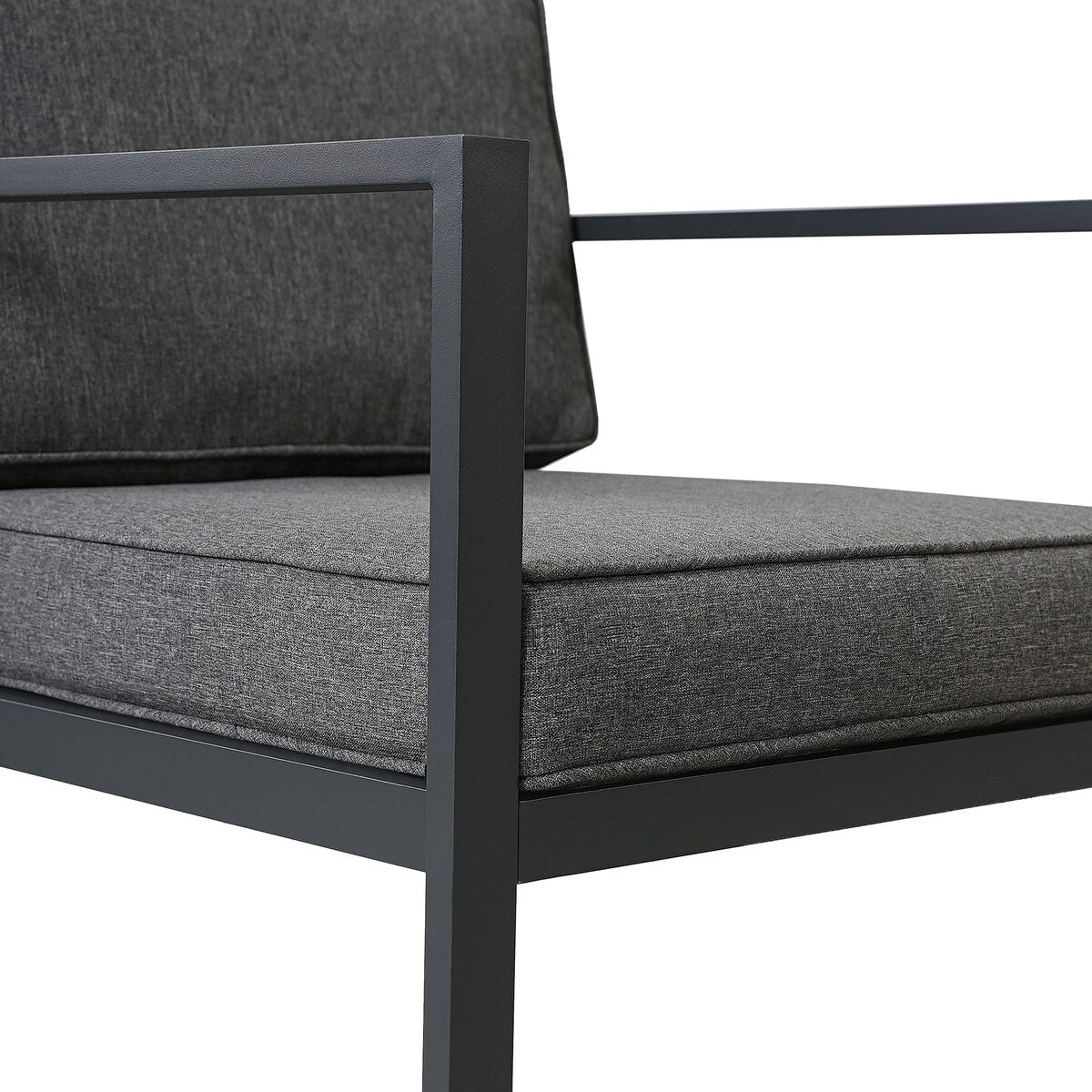 Modern Aluminum Alloy Outdoor Sofa Set with Grey Cushions and Coffee Table