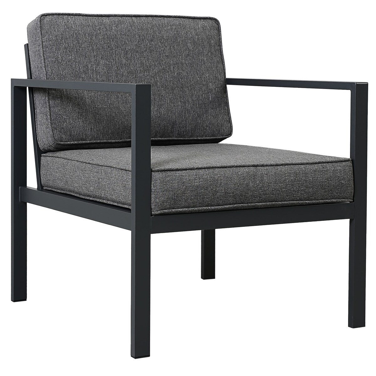 Modern Aluminum Alloy Outdoor Sofa Set with Grey Cushions and Coffee Table