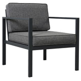 Modern Aluminum Alloy Outdoor Sofa Set with Grey Cushions and Coffee Table