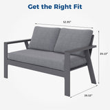 Modern Aluminum Patio Outdoor Couch Sofa With 2 Seater and Comfy Wood Grain Arm