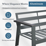 Modern Aluminum Patio Outdoor Couch Sofa With 2 Seater and Comfy Wood Grain Arm