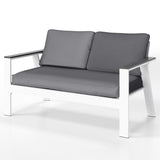 Modern Aluminum Patio Outdoor Couch Sofa With 2 Seater and Comfy Wood Grain Arm