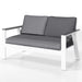 Modern Aluminum Patio Outdoor Couch Sofa With 2 Seater and Comfy Wood Grain Arm