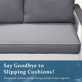 Modern Aluminum Patio Outdoor Couch Sofa With 2 Seater and Comfy Wood Grain Arm