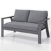 Modern Aluminum Patio Outdoor Couch Sofa With 2 Seater and Comfy Wood Grain Arm