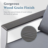 Modern Aluminum Patio Outdoor Couch Sofa With 2 Seater and Comfy Wood Grain Arm