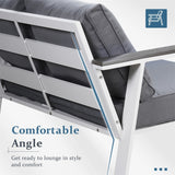 Modern Aluminum Patio Outdoor Couch Sofa With 2 Seater and Comfy Wood Grain Arm