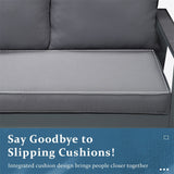 Modern Aluminum Patio Outdoor Couch Sofa With 2 Seater and Comfy Wood Grain Arm