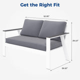 Modern Aluminum Patio Outdoor Couch Sofa With 2 Seater and Comfy Wood Grain Arm