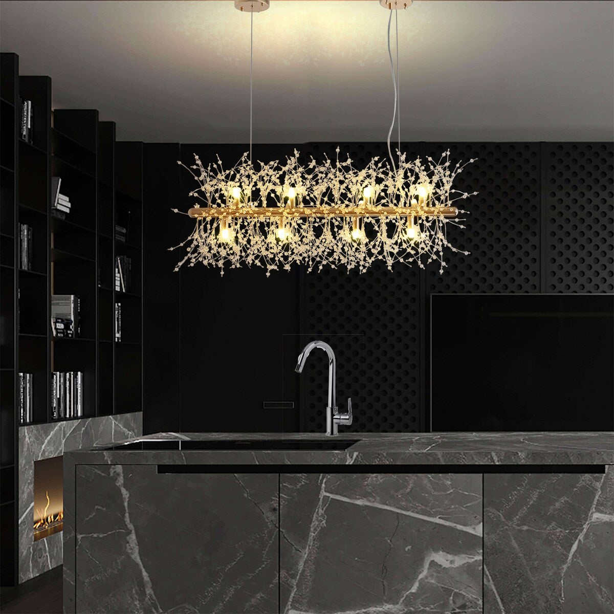 Modern American Multi-particle Crystal Chandelier, Excluding Bulbs