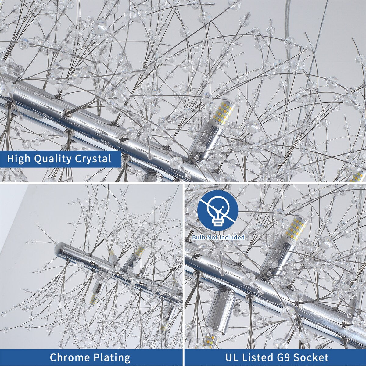 Modern American Multi-particle Crystal Chandelier, Excluding Bulbs