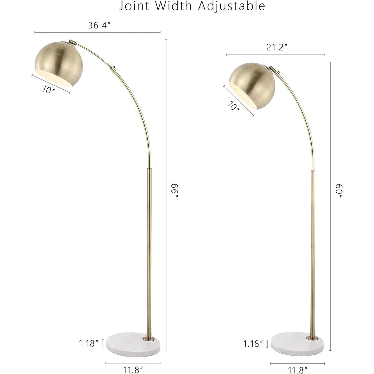 WINGBO Modern Arc Floor Lamp with Rotatable Metal Shade - N/A